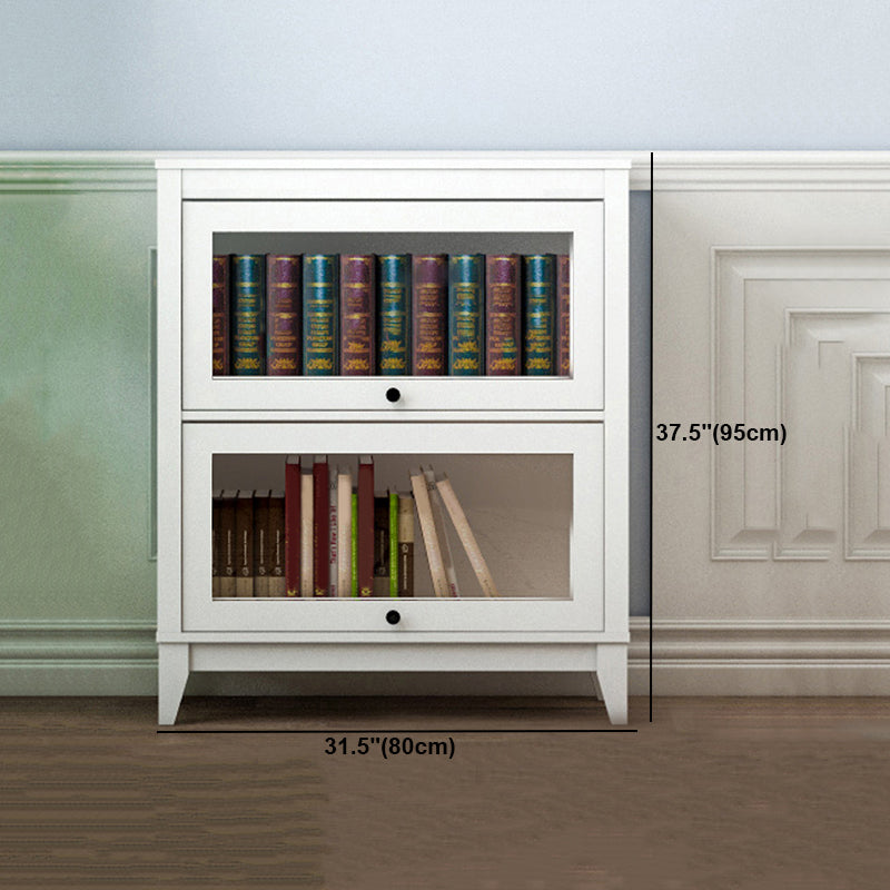 White Manufactured Wood Standard Bookcase Modern Bookshelf with Glass Doors