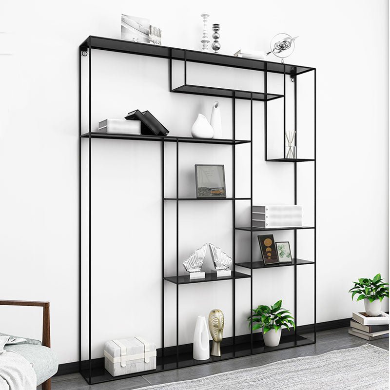 White and Black Etagere Bookshelf Modern Iron Open Bookshelf