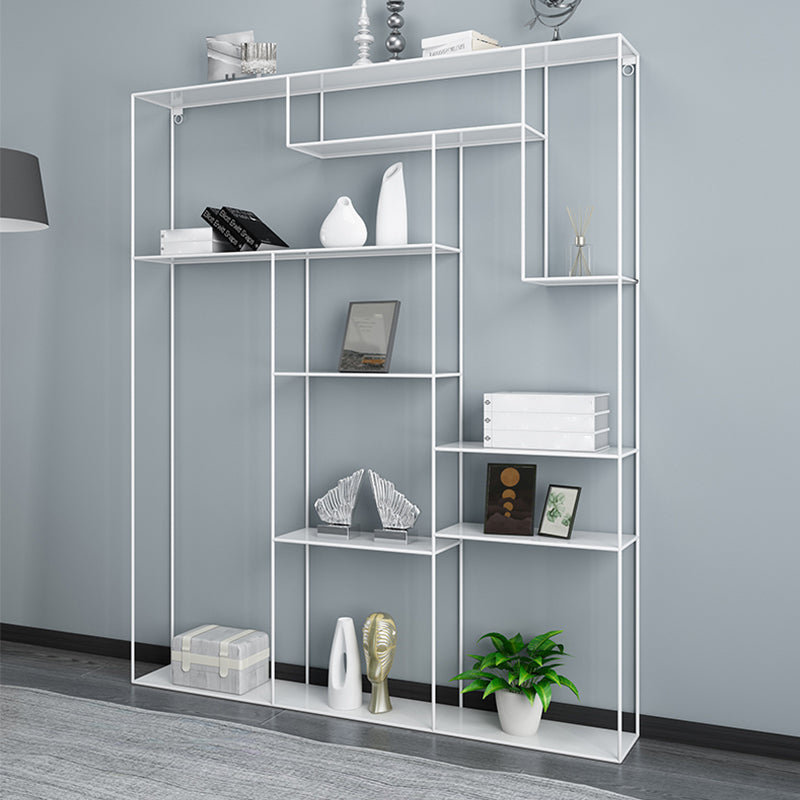 White and Black Etagere Bookshelf Modern Iron Open Bookshelf