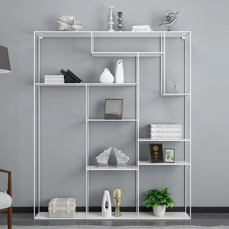 White and Black Etagere Bookshelf Modern Iron Open Bookshelf