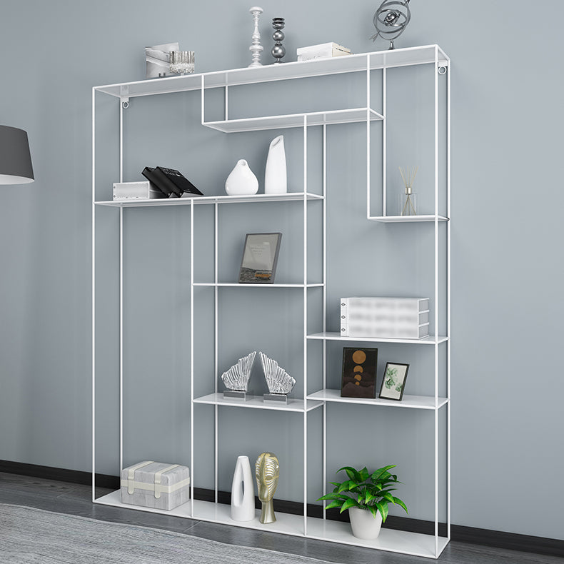 White and Black Etagere Bookshelf Modern Iron Open Bookshelf