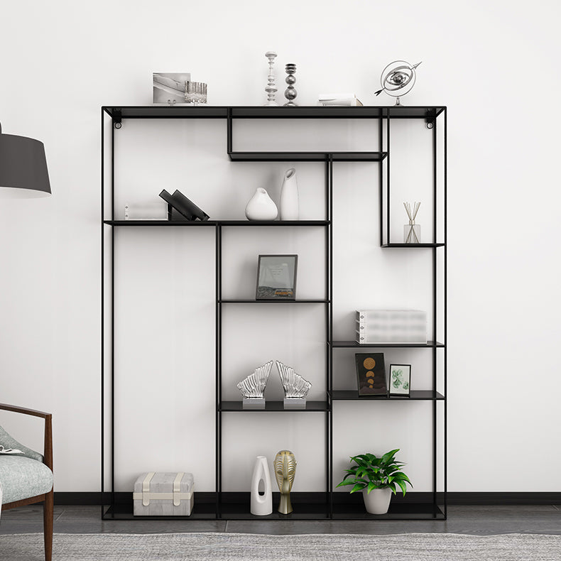 White and Black Etagere Bookshelf Modern Iron Open Bookshelf