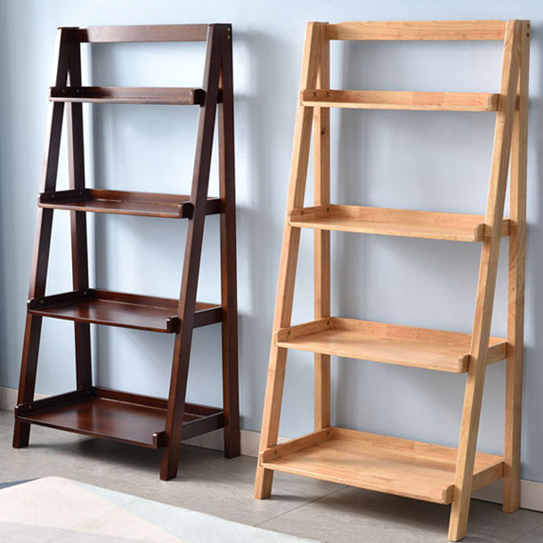 Contemporary Style Ladder Bookcase Wooden Vertical Open Back Book Shelf