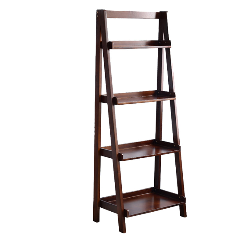 Contemporary Style Ladder Bookcase Wooden Vertical Open Back Book Shelf