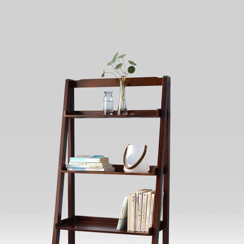Contemporary Style Ladder Bookcase Wooden Vertical Open Back Book Shelf
