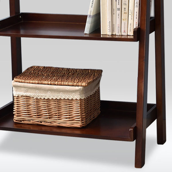 Contemporary Style Ladder Bookcase Wooden Vertical Open Back Book Shelf