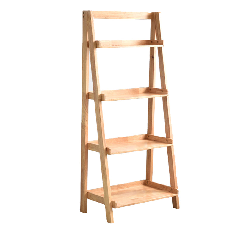 Contemporary Style Ladder Bookcase Wooden Vertical Open Back Book Shelf