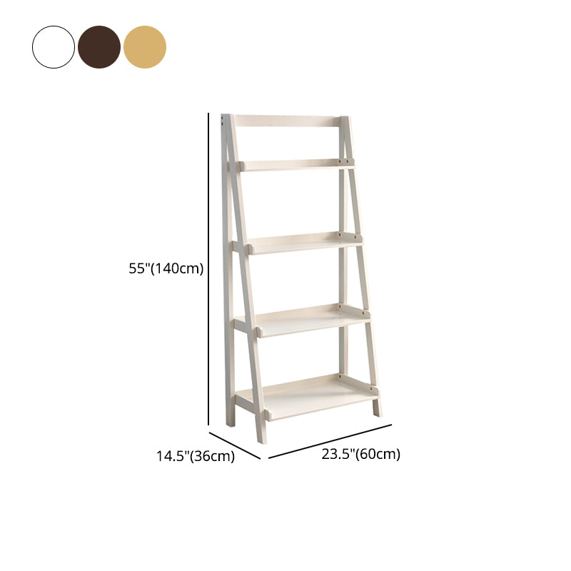 Contemporary Style Ladder Bookcase Wooden Vertical Open Back Book Shelf