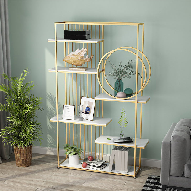 Glam Style Open Bookshelf Metal 6-shelf Bookcase for Home Office