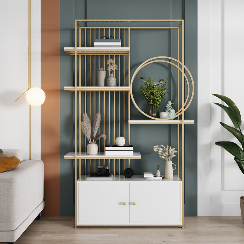 Glam Style Open Bookshelf Metal 6-shelf Bookcase for Home Office