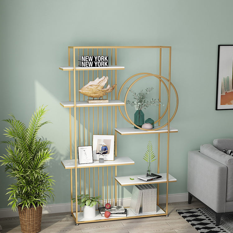 Glam Style Open Bookshelf Metal 6-shelf Bookcase for Home Office