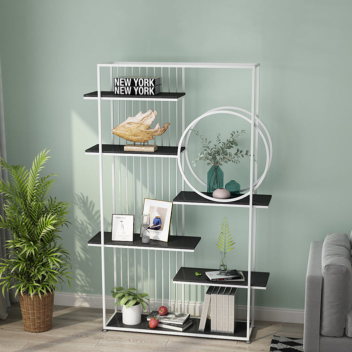 Glam Style Open Bookshelf Metal 6-shelf Bookcase for Home Office