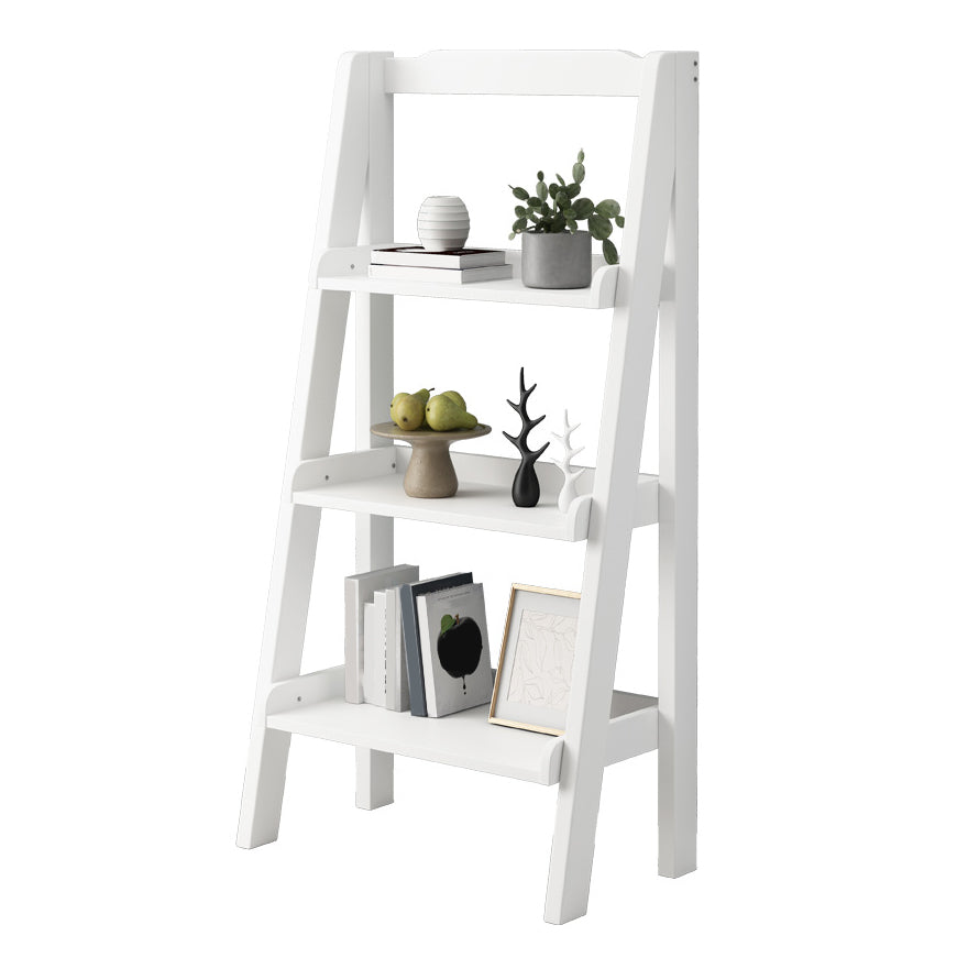 Contemporary Style Ladder Bookcase Wooden Vertical Book Shelf