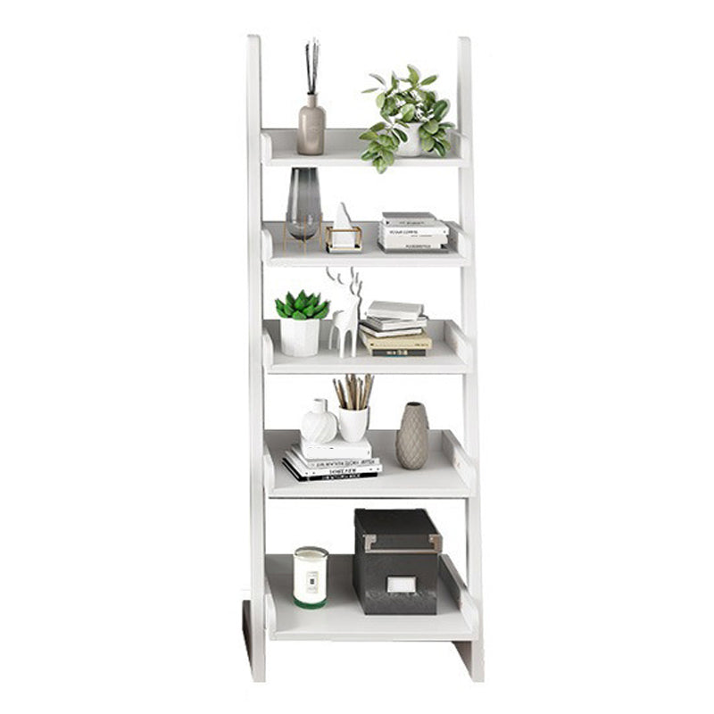 Contemporary Style Ladder Bookcase Wooden Vertical Book Shelf