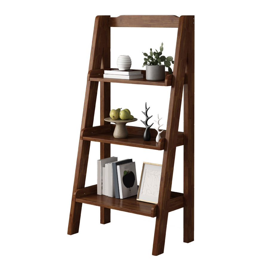 Contemporary Style Ladder Bookcase Wooden Vertical Book Shelf