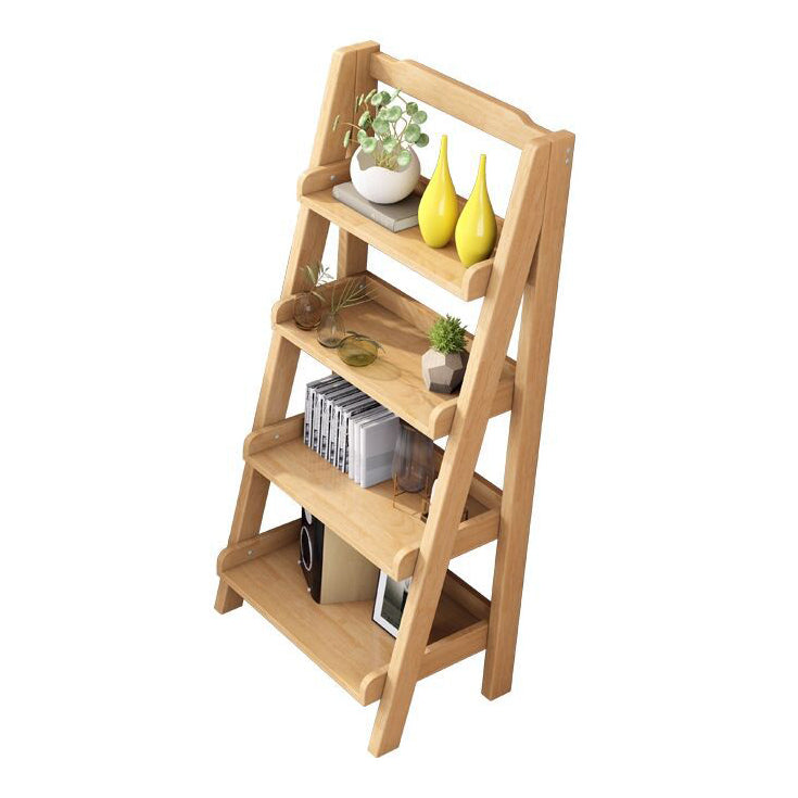 Contemporary Style Ladder Bookcase Wooden Vertical Book Shelf
