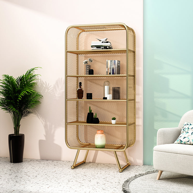 Glam Style Bookshelf Metal Closed Back Shelf Bookcase for Home Use