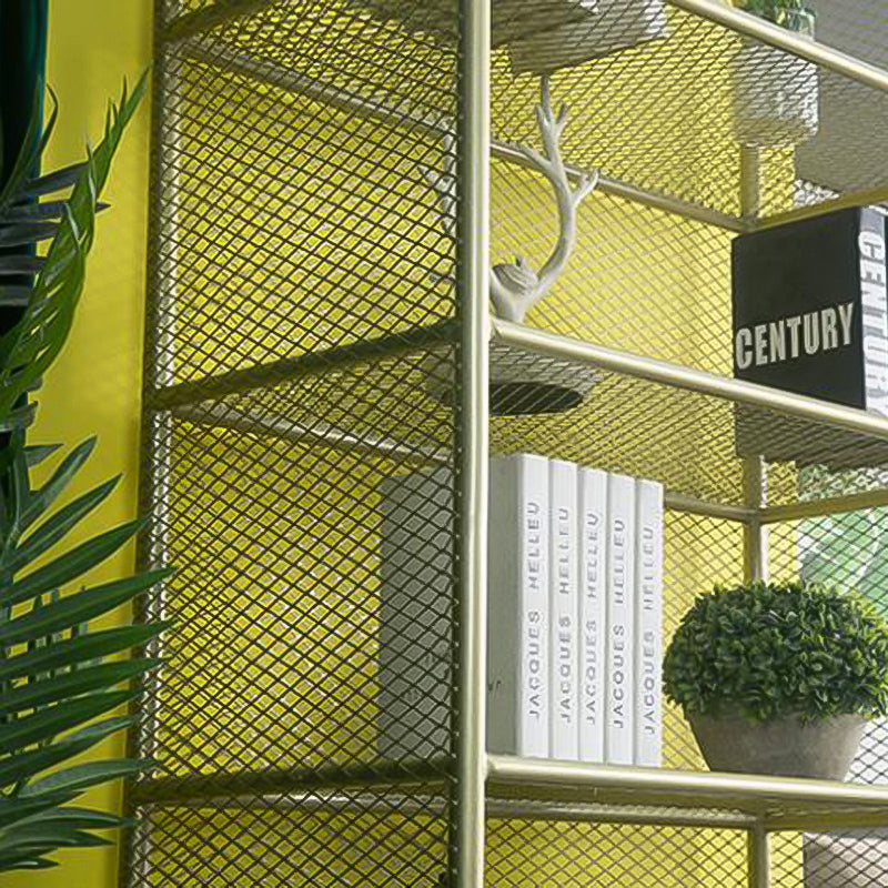 Glam Style Bookshelf Metal Closed Back Shelf Bookcase for Home Use