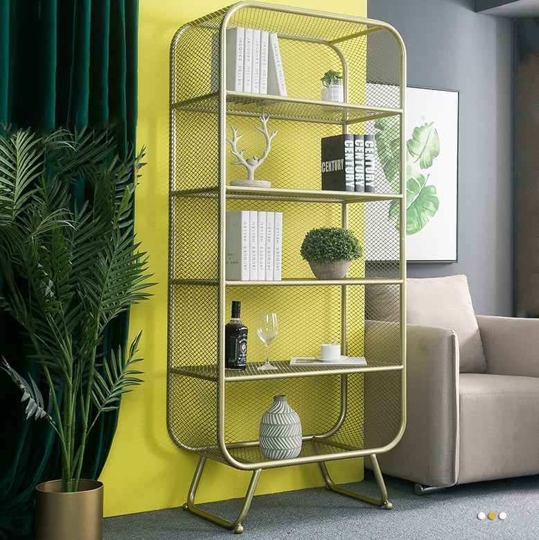Glam Style Bookshelf Metal Closed Back Shelf Bookcase for Home Use