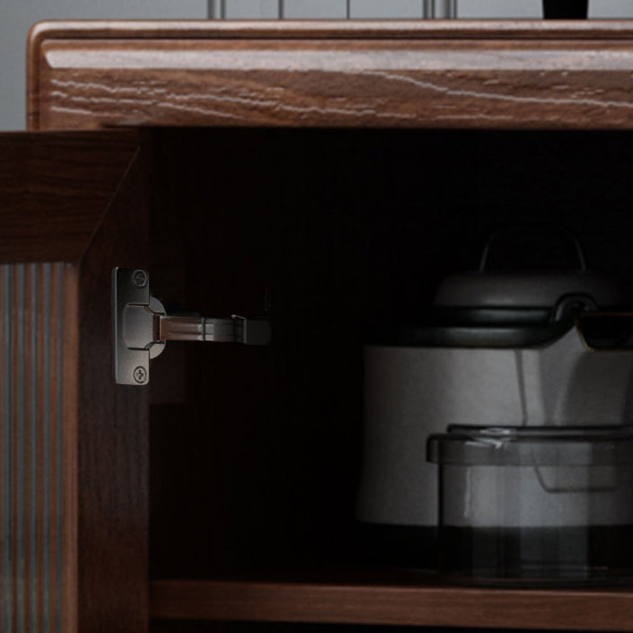 Modern Rubberwood Solid Wood Sideboard 34.5" H Brown Credenza for Dining Room