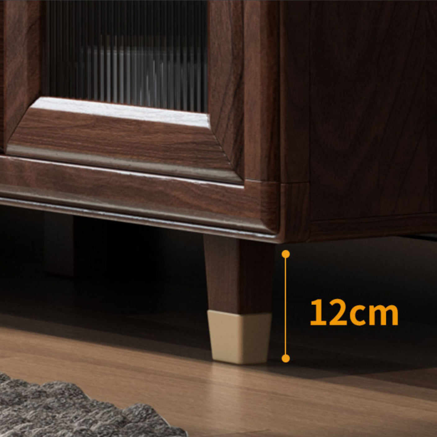 Modern Rubberwood Solid Wood Sideboard 34.5" H Brown Credenza for Dining Room