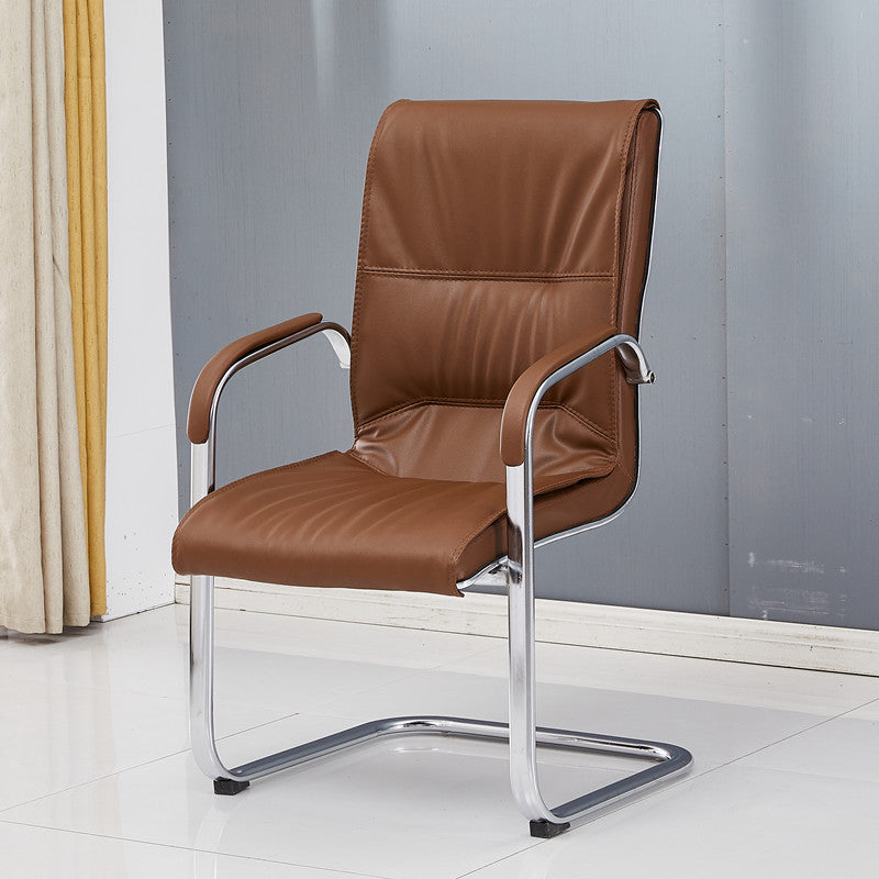 Chrome Metal Base Contemporary Style Task Chair Leather Office Chair