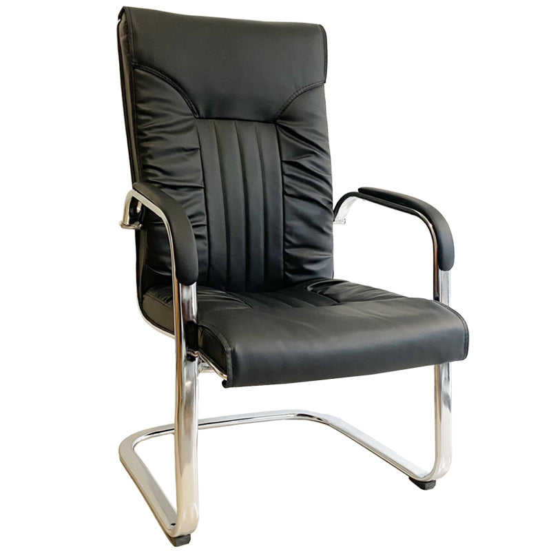 Chrome Metal Base Contemporary Style Task Chair Leather Office Chair