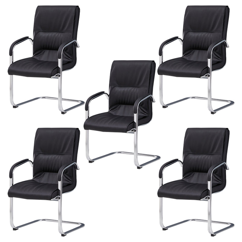 Chrome Metal Base Contemporary Style Task Chair Leather Office Chair