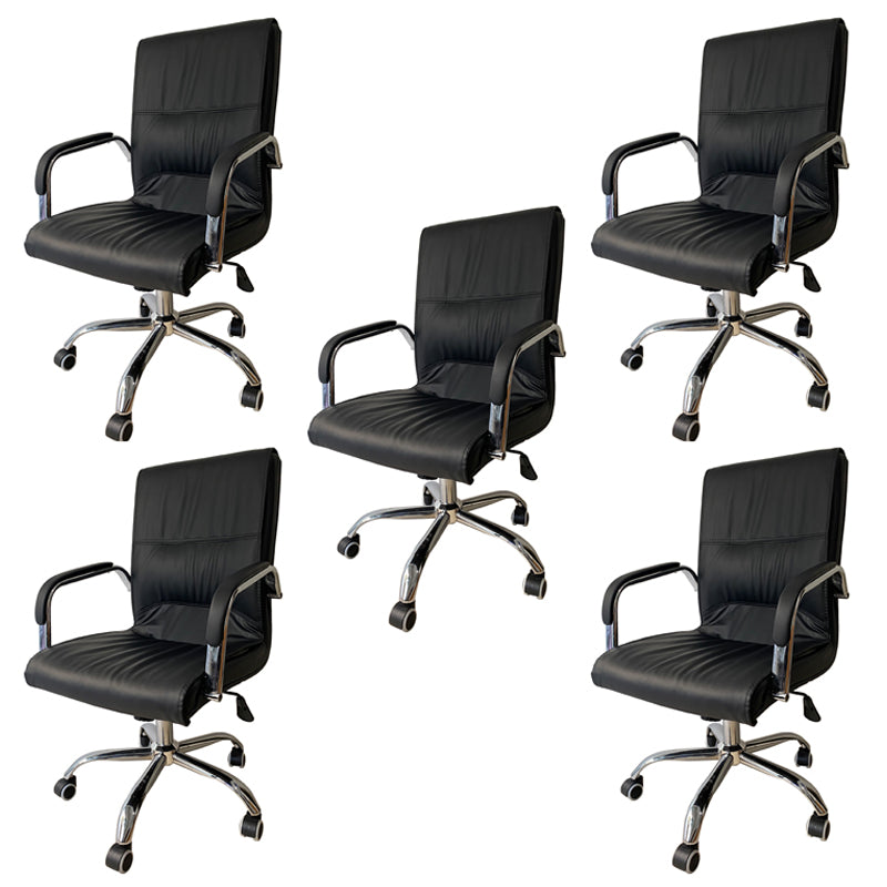 Chrome Metal Base Contemporary Style Task Chair Leather Office Chair