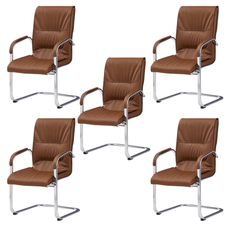 Chrome Metal Base Contemporary Style Task Chair Leather Office Chair