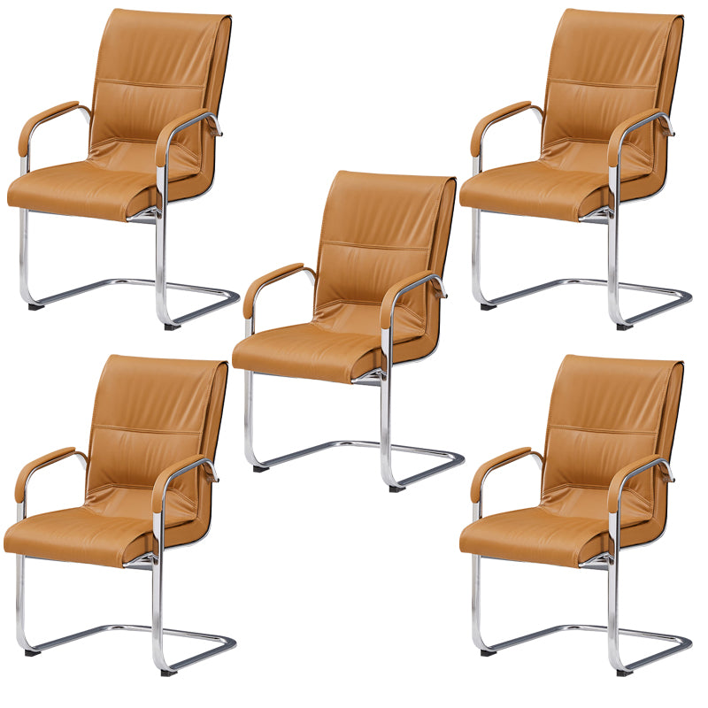 Chrome Metal Base Contemporary Style Task Chair Leather Office Chair