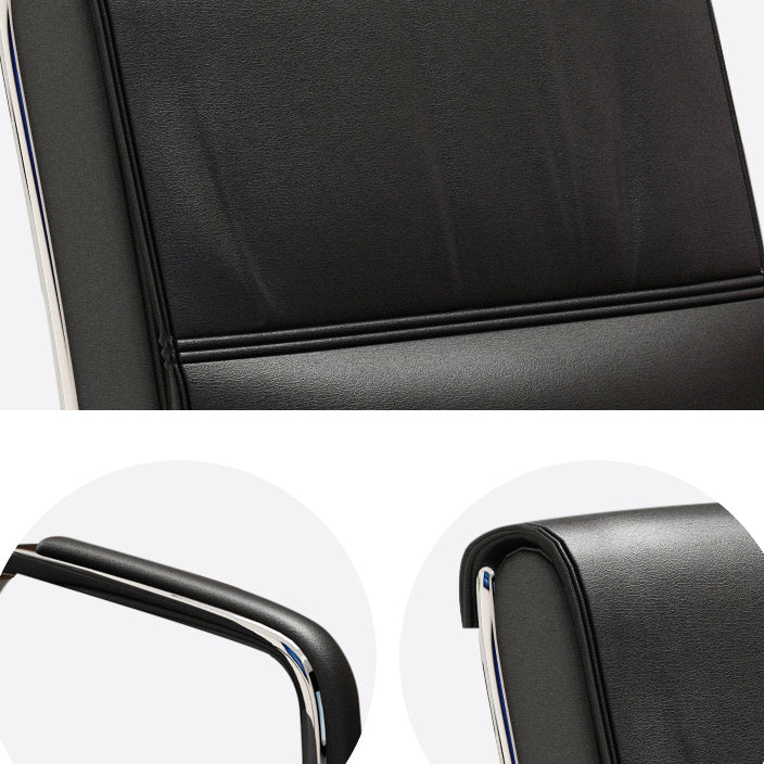 Chrome Metal Base Contemporary Style Task Chair Leather Office Chair