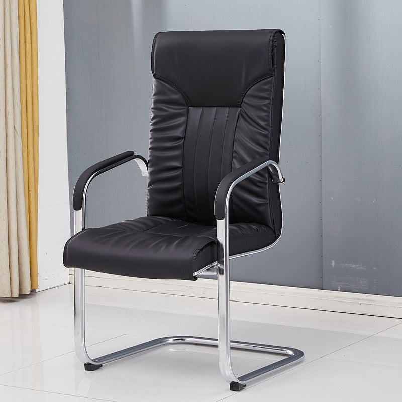 Chrome Metal Base Contemporary Style Task Chair Leather Office Chair