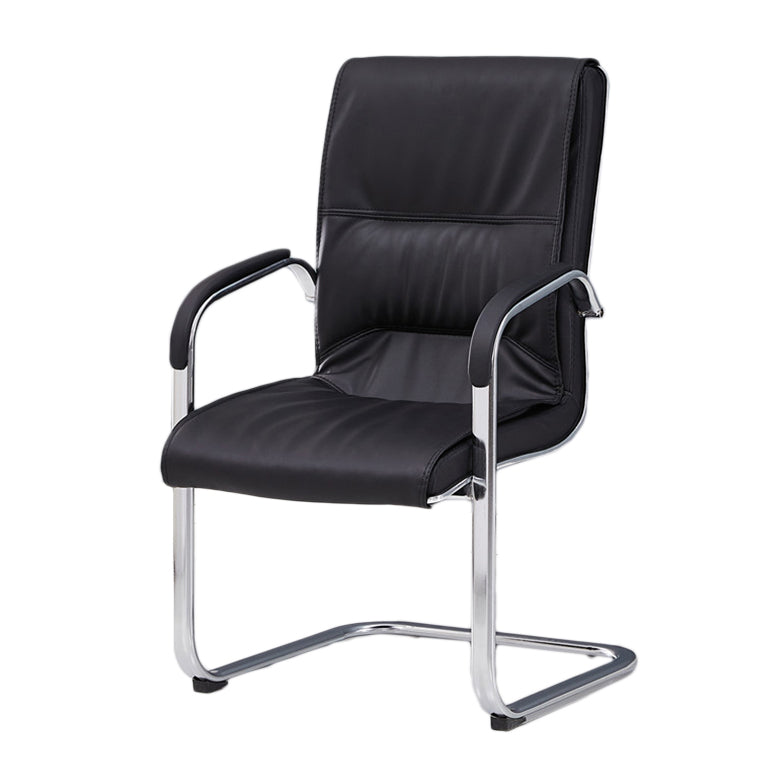 Chrome Metal Base Contemporary Style Task Chair Leather Office Chair