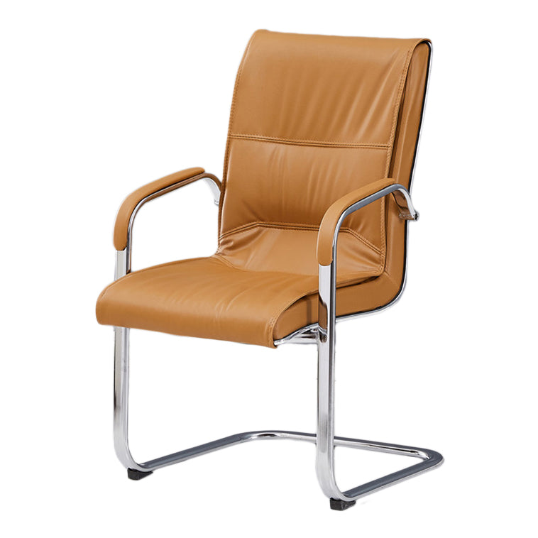 Chrome Metal Base Contemporary Style Task Chair Leather Office Chair