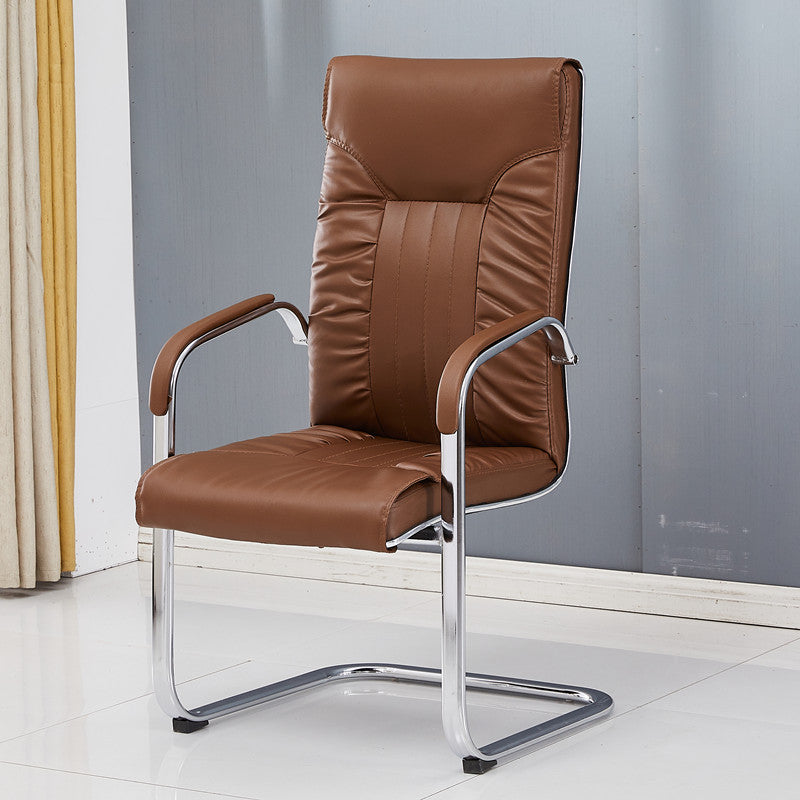 Chrome Metal Base Contemporary Style Task Chair Leather Office Chair
