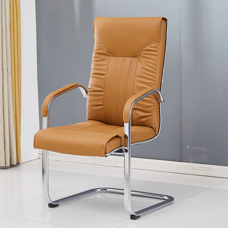 Chrome Metal Base Contemporary Style Task Chair Leather Office Chair