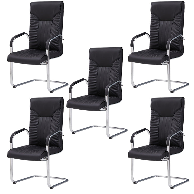 Chrome Metal Base Contemporary Style Task Chair Leather Office Chair