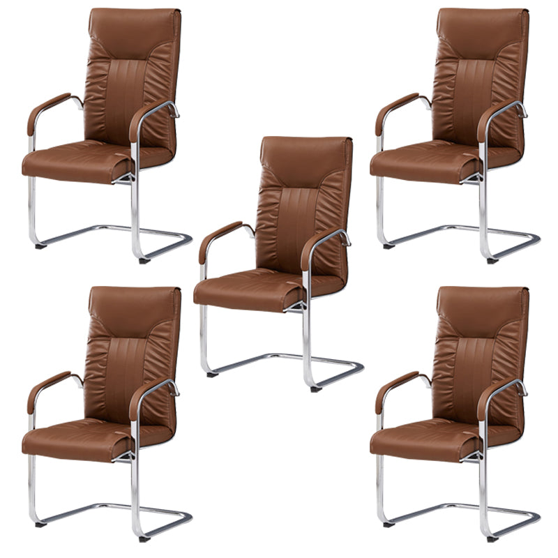 Chrome Metal Base Contemporary Style Task Chair Leather Office Chair