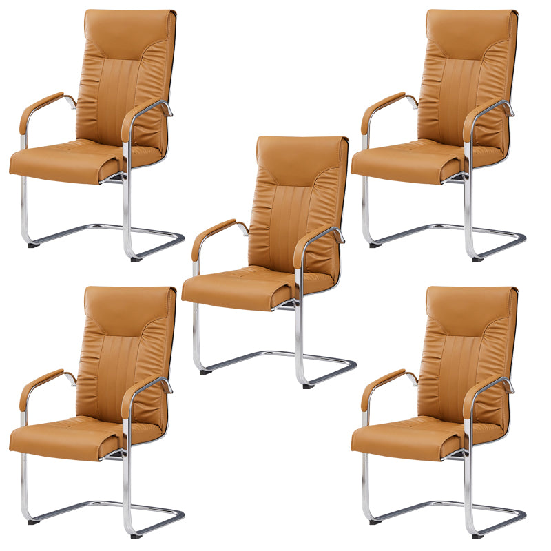 Chrome Metal Base Contemporary Style Task Chair Leather Office Chair