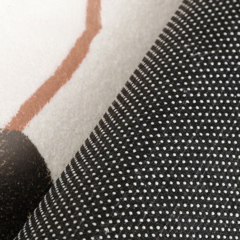 Beigefarbener, lässiger Teppich, Polyester-Farbblock-Teppich, waschbarer Teppich für Heimdekoration