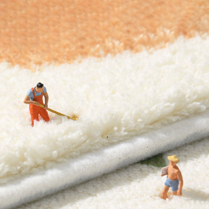 Apricot Color Lump Rug Polyester Simple Rug Stain Resistant Rug for Living Room