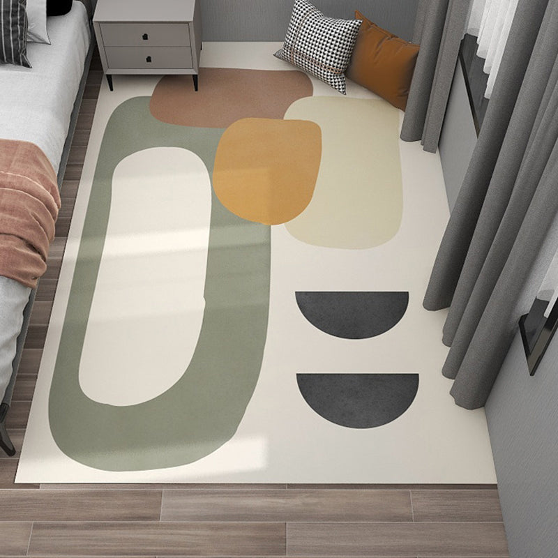 Apricot Color Lump Rug Polyester Simple Rug Stain Resistant Rug for Living Room