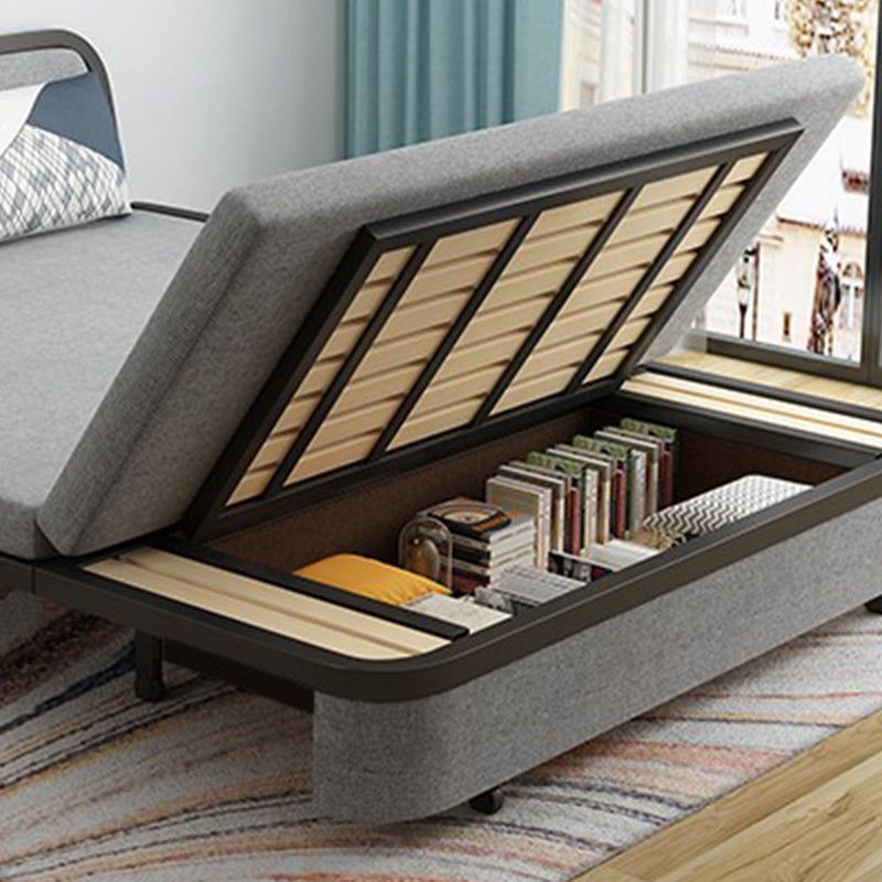 Linen Contemporary Armless Sofa Bed Foldable Convertible Sofa for Apartment, Washable