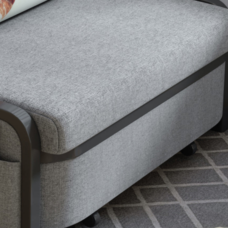 Linen Contemporary Armless Sofa Bed Foldable Convertible Sofa for Apartment, Washable
