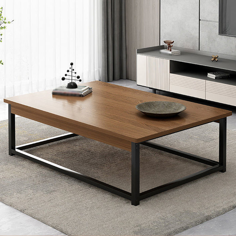Modern Style Cocktail Table Artificial Wood Tabletop Iron Rectangular Coffee Table