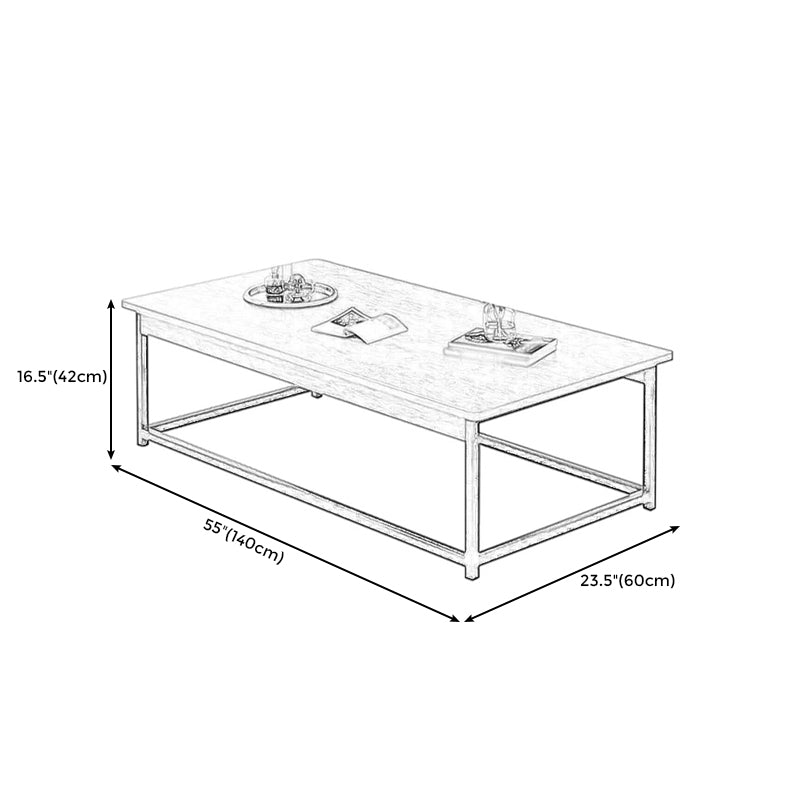 Modern Style Cocktail Table Artificial Wood Tabletop Iron Rectangular Coffee Table