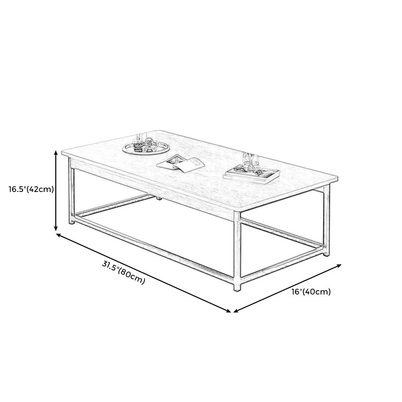 Modern Style Cocktail Table Artificial Wood Tabletop Iron Rectangular Coffee Table