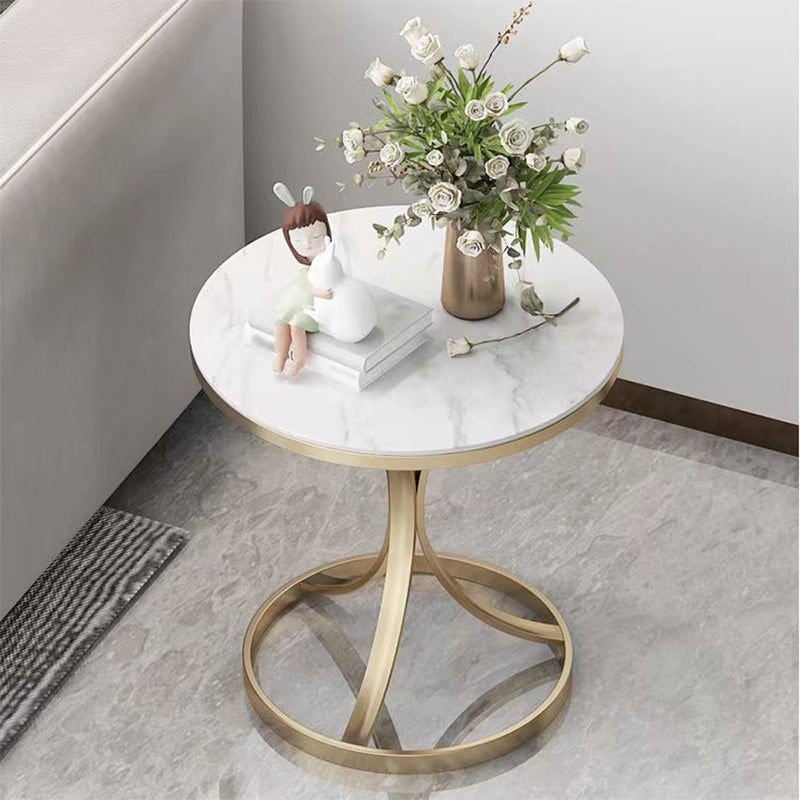21.6"H Single Leg Metal Base Solid Color Slate Round Coffee Table