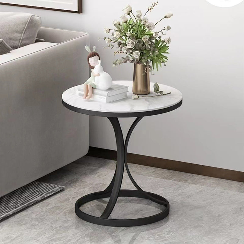 21.6"H Single Leg Metal Base Solid Color Slate Round Coffee Table
